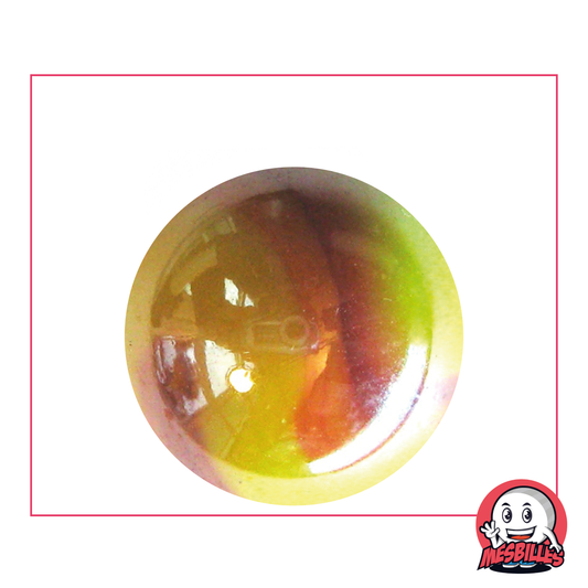 Grosse Bille Dragon de 35 mm, ronde, en verre brillant aux couleurs de feu, jaune et rouge