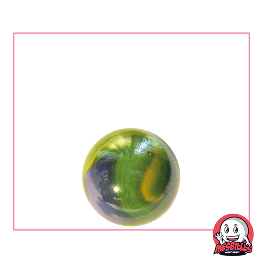 1 Bille Gloster 16 mm, bille ronde en verre opaque, jaune, bleu et vert, bille très brillante