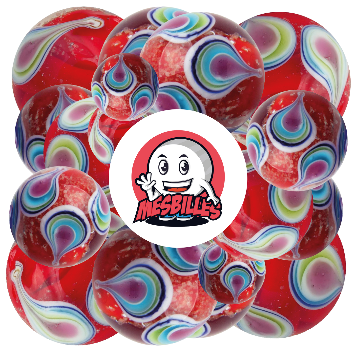 1 Bille Art Goute Phosphorescent Rouge 22 mm