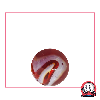 Murmeln „Iguana“ 16 mm, runde Murmeln aus transluzentem Glas in Rot mit weißen Spuren auf der Oberfläche