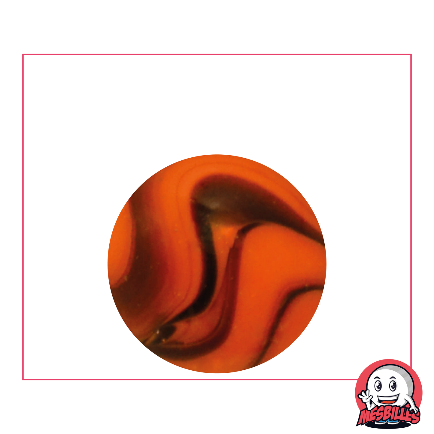 Bille Jupiter 25 mm de couleur Orange striée de Marron - MesBilles