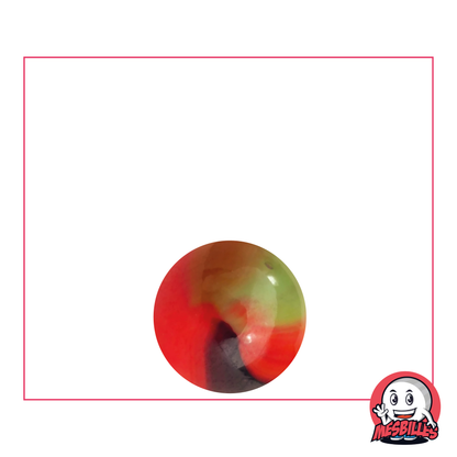 Murmeln Lautrec 14 mm aus orangefarbenem Glas mit grünen und braunen Streifen