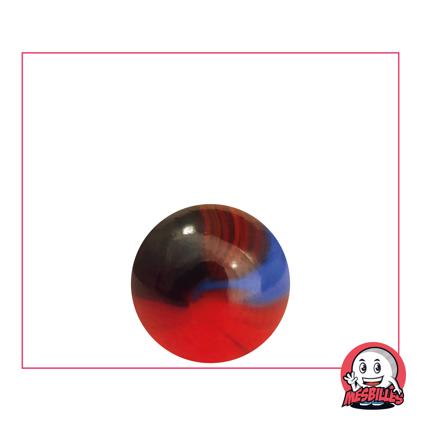 Murmeln Lautrec 16 mm, Murmeln aus Glas, rund, orange, opak, mit schwarzen und blauen Spuren auf der Oberfläche