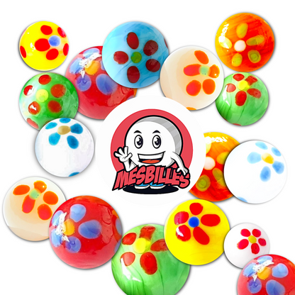 Billes Pâquerette Vertes 16 mm sont des billes d'art, de fabrication artisanale.