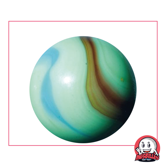 Bille Matisse 42 mm, bille opaque de type pocelaine verte avec rayures marron , bille taille Baleine