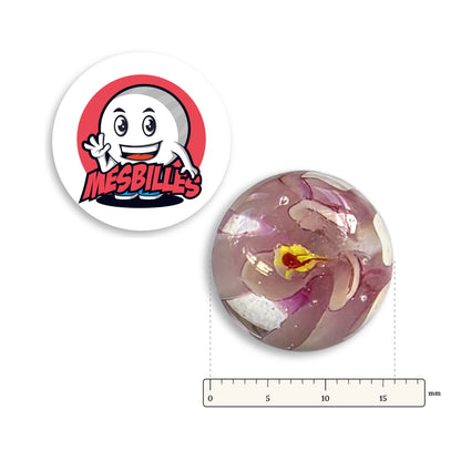 Bille Art Fleur 3D Rose 16 mm verre de Bohême avec règle graduée