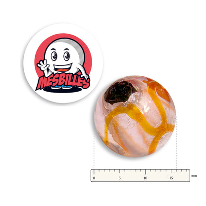 Bille Art Machu Picchu Orange 16 mm à côté d’une règle graduée, 16 mm de diamètre