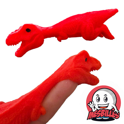 Gros plan sur le Dino Rouge extensible, jouet interactif à étirer et lancer, inclus avec 52 billes colorées – MesBilles