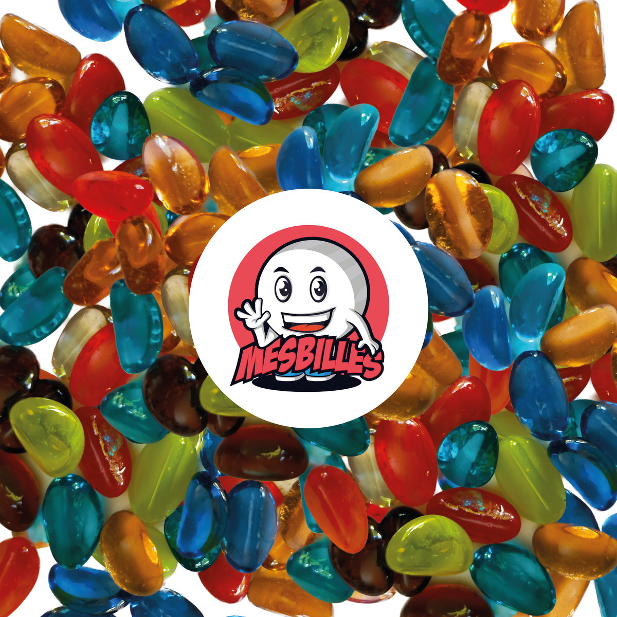 Billes en forme de gousse de toutes les couleurs