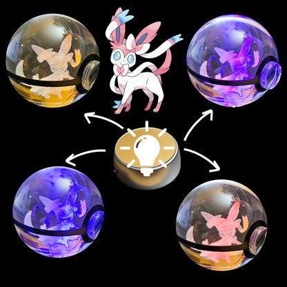 Grande bille transparente avec motif 3D « Nymphali&nbsp;» au centre, effet lumineux : pour collection et amoureux des beaux objets