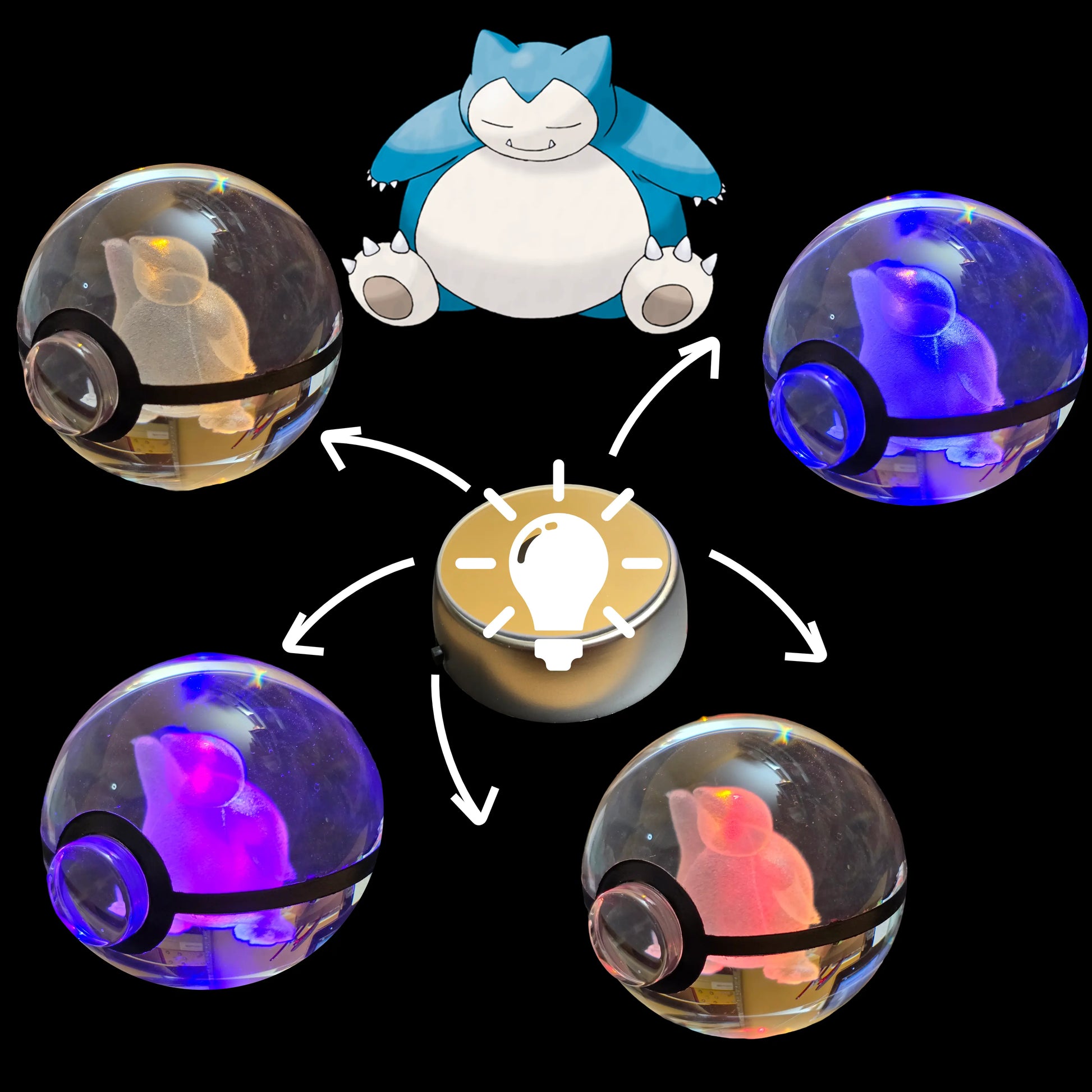 Grande bille transparente avec motif 3D « Ronflex » au centre, effet lumineux : pour collection et amoureux des beaux objets