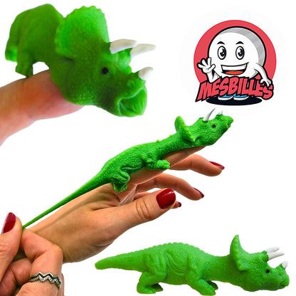 Gros plan sur le Tricératops vert extensible, jouet interactif et original inclus avec les 52 billes assorties – MesBilles
