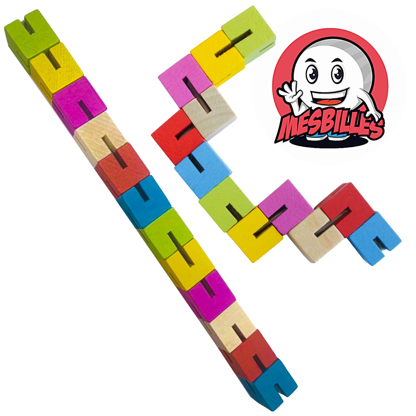 Ensemble complet de 55 billes assorties et d’un Bâton Articulé coloré – jouet tactile et amusant MesBilles