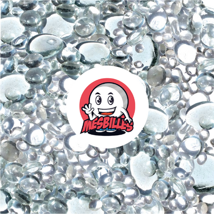 MesBilles - 250 gr Billes Plates, mélange couleur cristal, 30mm, 18mm, 12mm, translucides