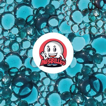 Mascotte MesBilles - Billes Plates en verre bleues transparentes de 12mm à 30mm