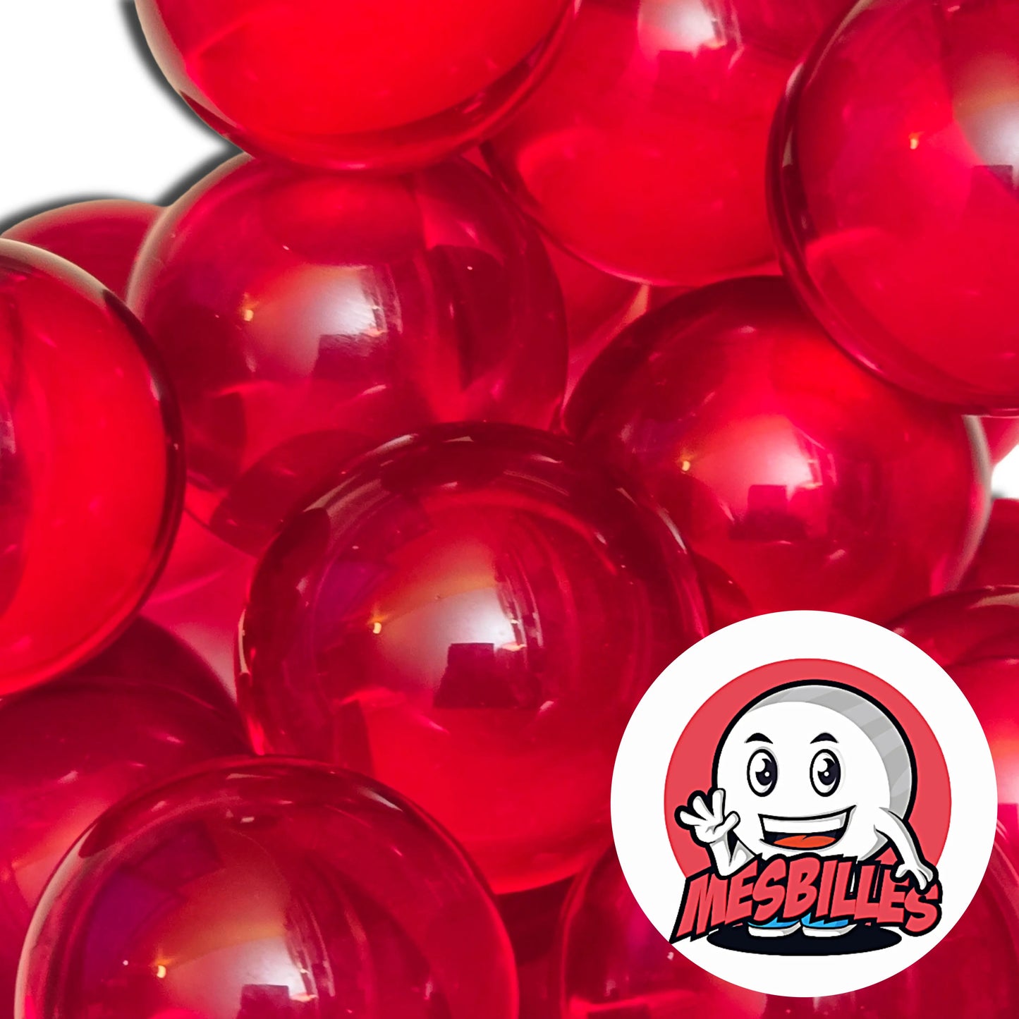 Billes Calots Loupe Rouge , billes en verre de Bohème de 2,50 cm