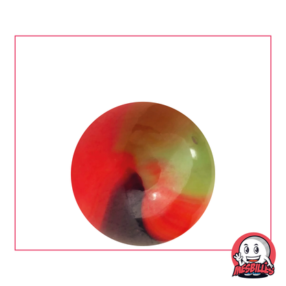 Murmeln Lautrec 25 mm aus orangefarbenem Glas mit grünen und braunen Streifen – MeineMurmeln