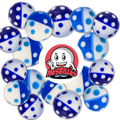 Logo MesBilles sur Billes d'art bleu nuit et blanc 22 mm, motif marinière à petits pois nocturne