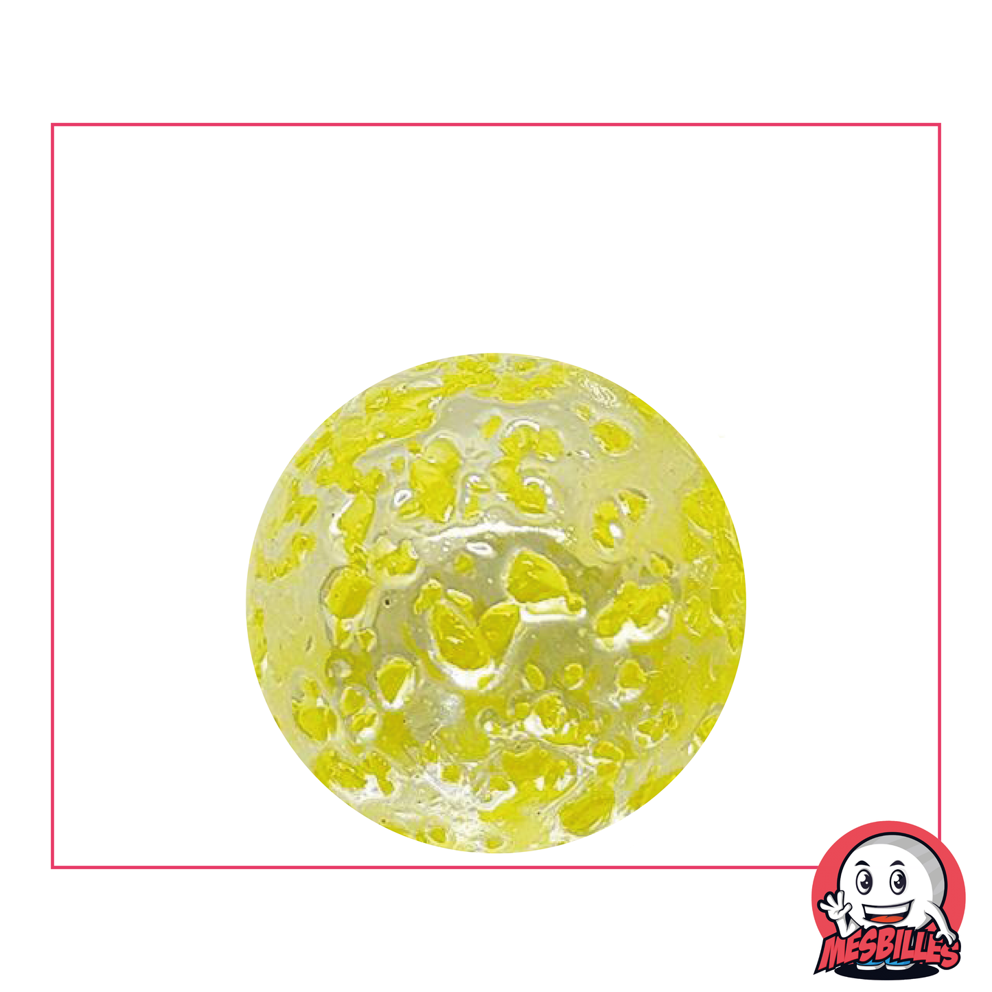 Murmeln Nugget 25 mm transluzentes Glas mit gelben Splitter - MeineMurmeln