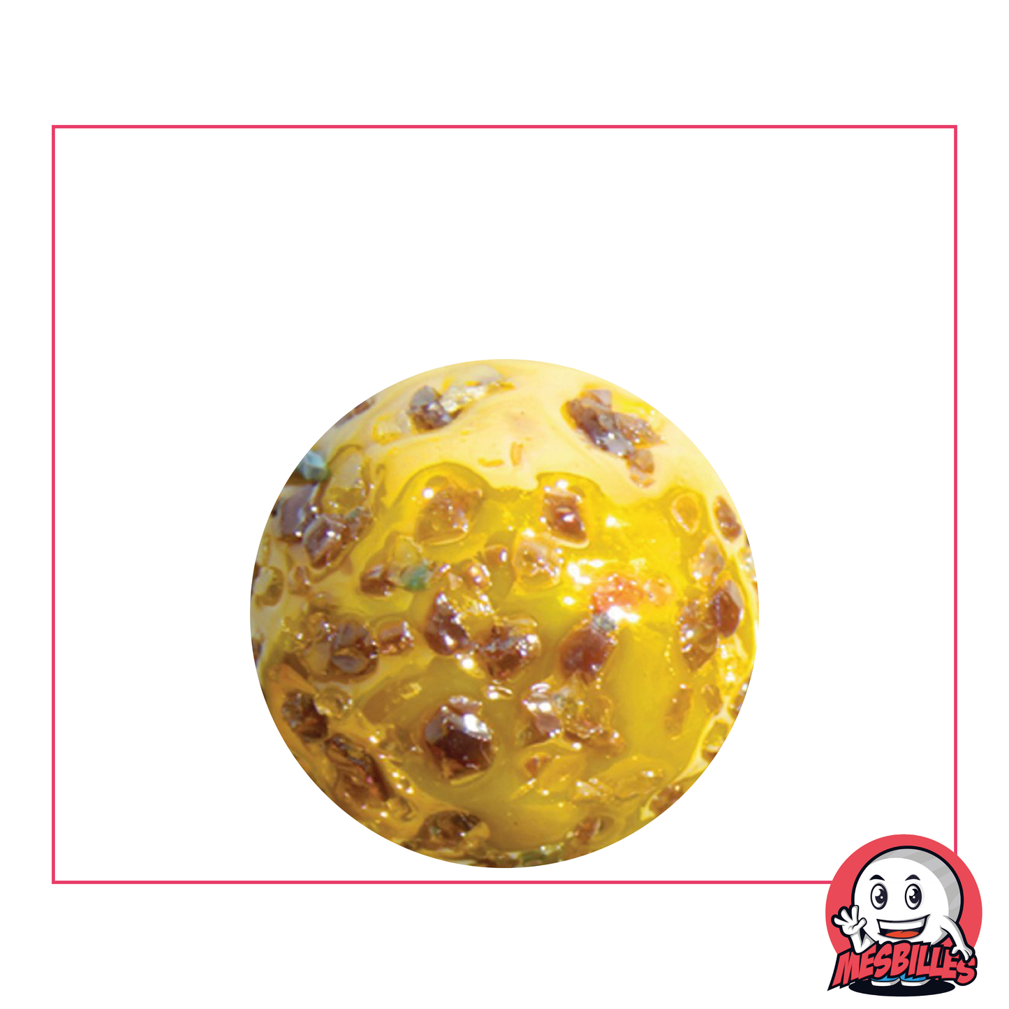 Murmeln Nugget Edel 25 mm, gelb mit violetten Sprenkeln - MeineMurmeln