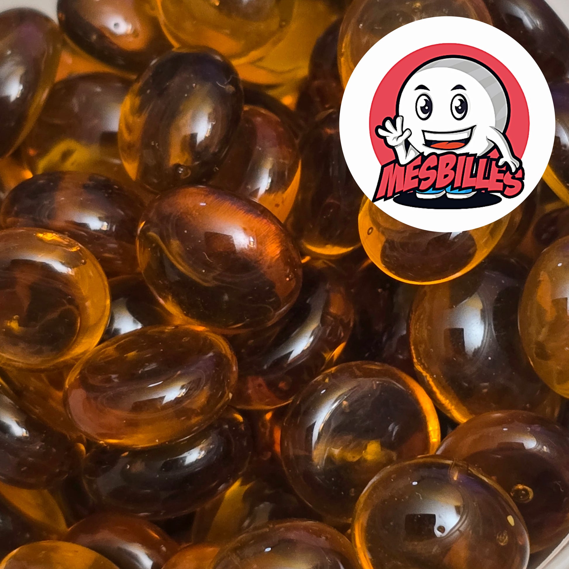 Petit Galet en verre Translucide de Couleur Ambre, Collection Bille Loupe.