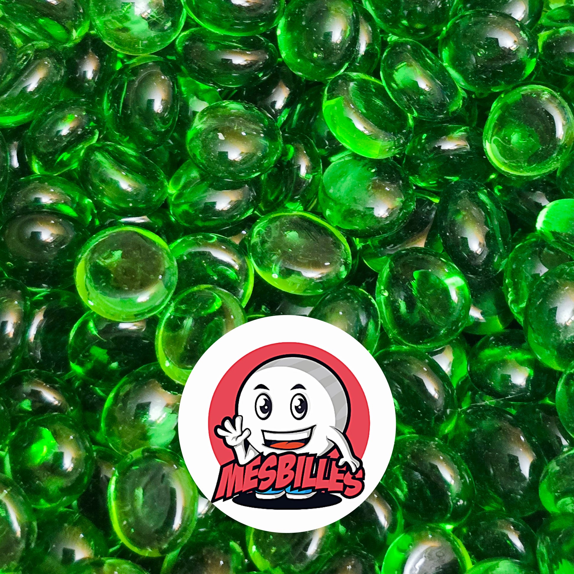 Petit Galet en verre Translucide de Couleur Vert, Collection Bille Loupe.