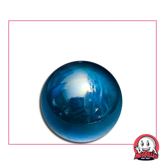 Bille en verre de Bohême irisé bleu 25 mm brillante avec reflets lumineux