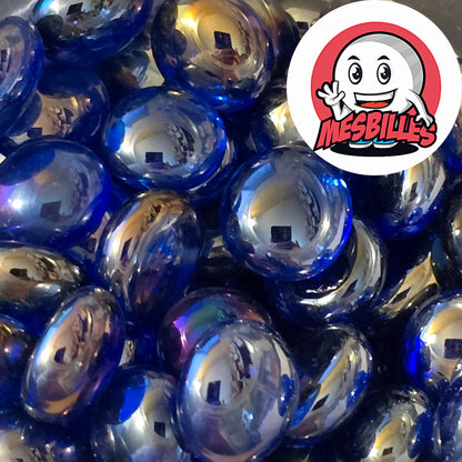 Petit Galet en verre Translucide et Brillant de Couleur Bleu, Collection Bille Irisée : durabilité Rime avec Beauté.