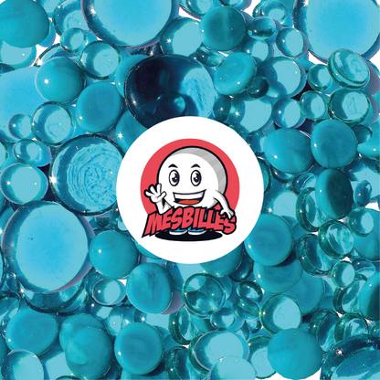MesBilles 250 gr Billes Plates, mélange bleu canard, 30mm, 18mm, 12mm, transparentes et opaques