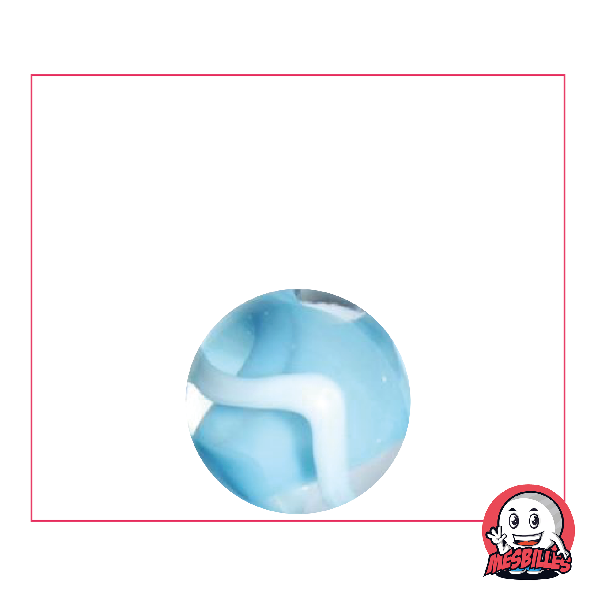 1 Schneemurmel 16 mm aus blauem Glas - Türkis