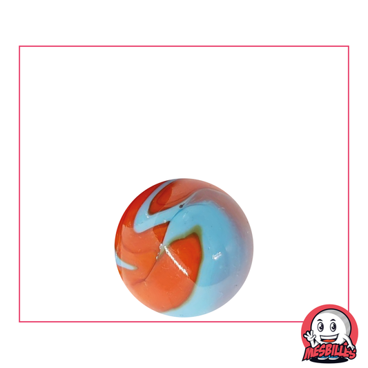 Bille 16 mm orange et turquoise opaque - MesBilles