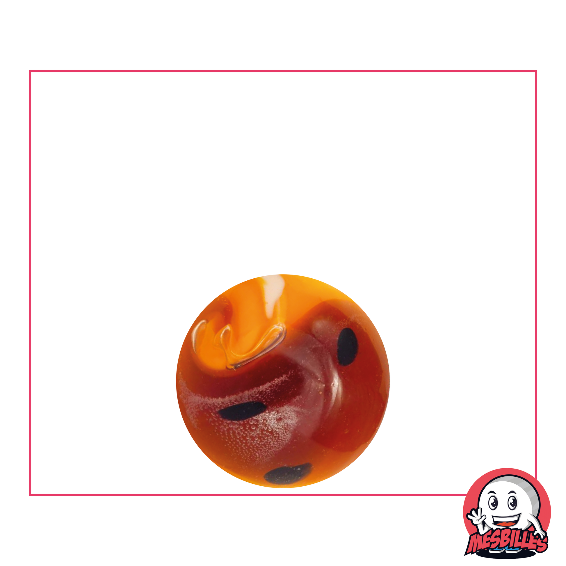 Bille en verre, mélange d'opacité et de transparence : Bille d'art Yin-Yang  aux nuances Oranges