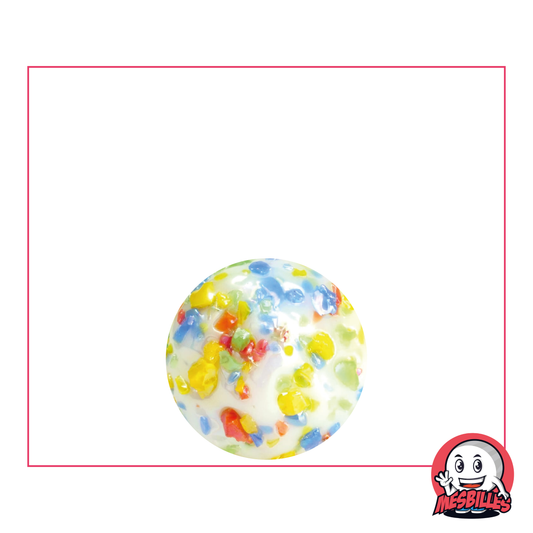 Murmeln 16 mm weiß opak mit bunten Splittern - MeineMurmeln