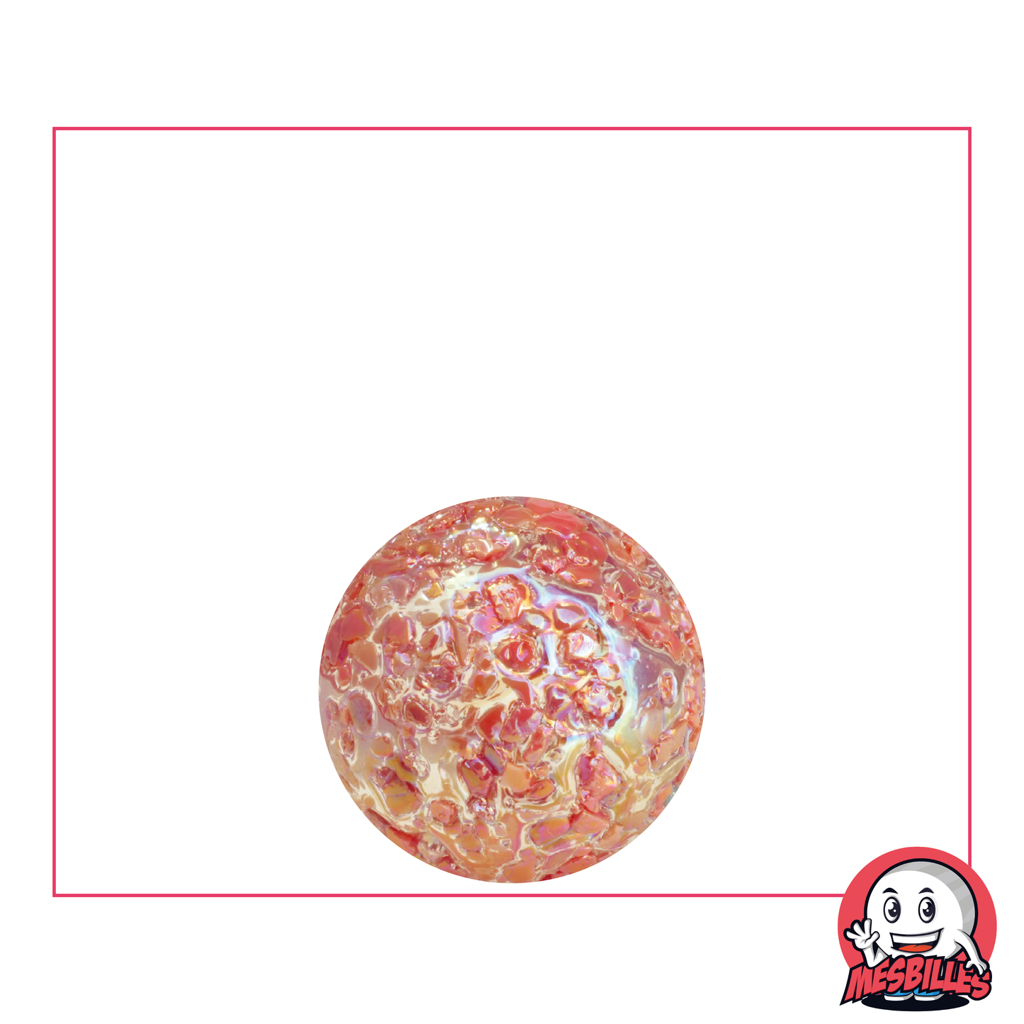 Murmeln Nugget 16 mm Transluzent mit roten Splitter - MeineMurmeln