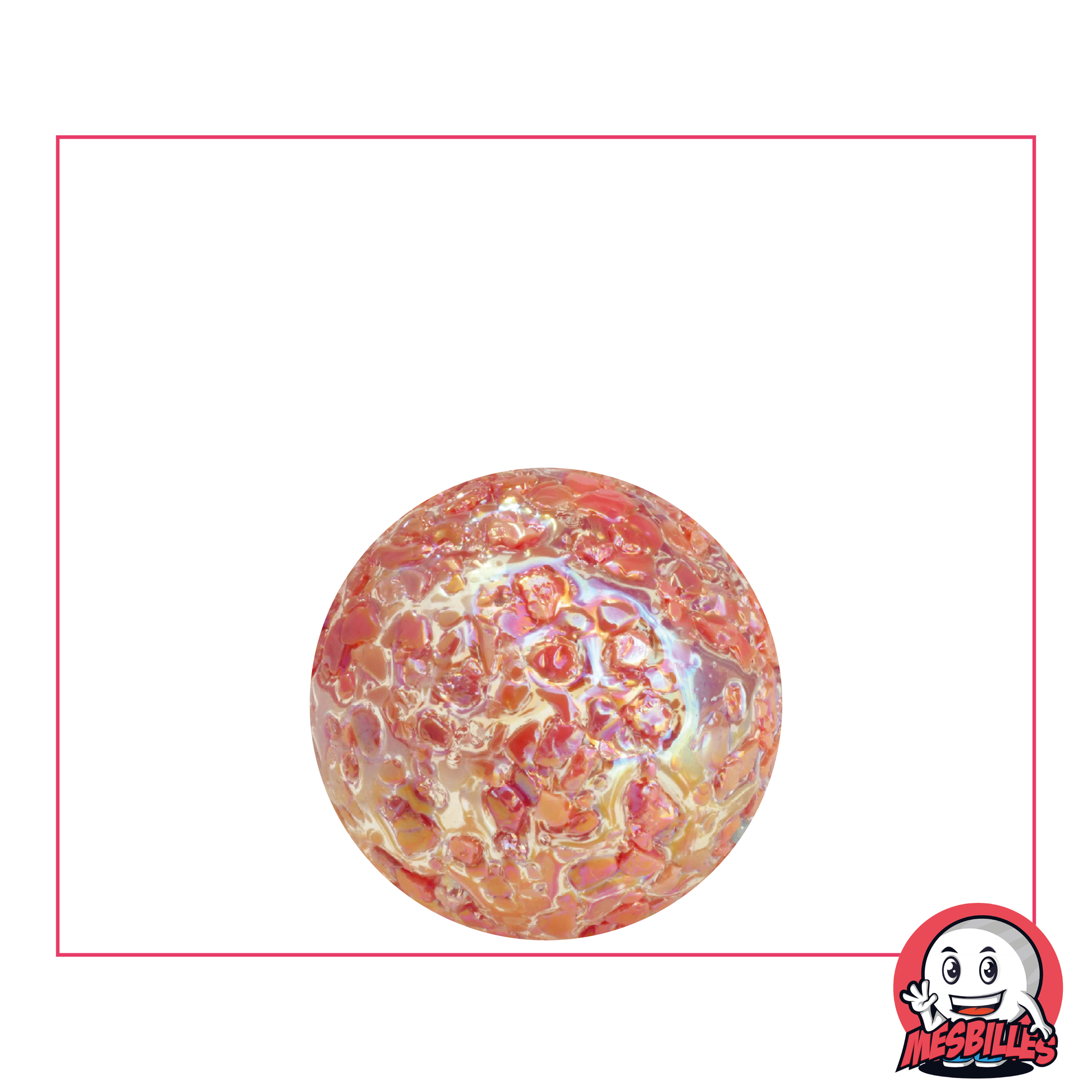 Murmeln Nugget 22 mm transluzentes Glas mit roten Splitter - MeineMurmeln