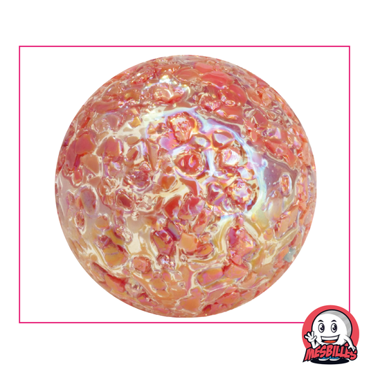 Bille Pépite 42 mm verre translucide recouvert d'éclats rouge - MesBilles