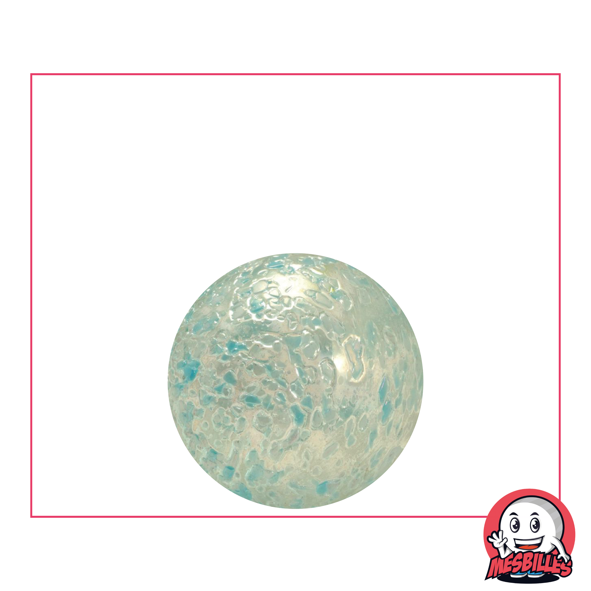 Murmeln Nugget 22 mm transluzentes Glas mit blauen Splitter - MeineMurmeln