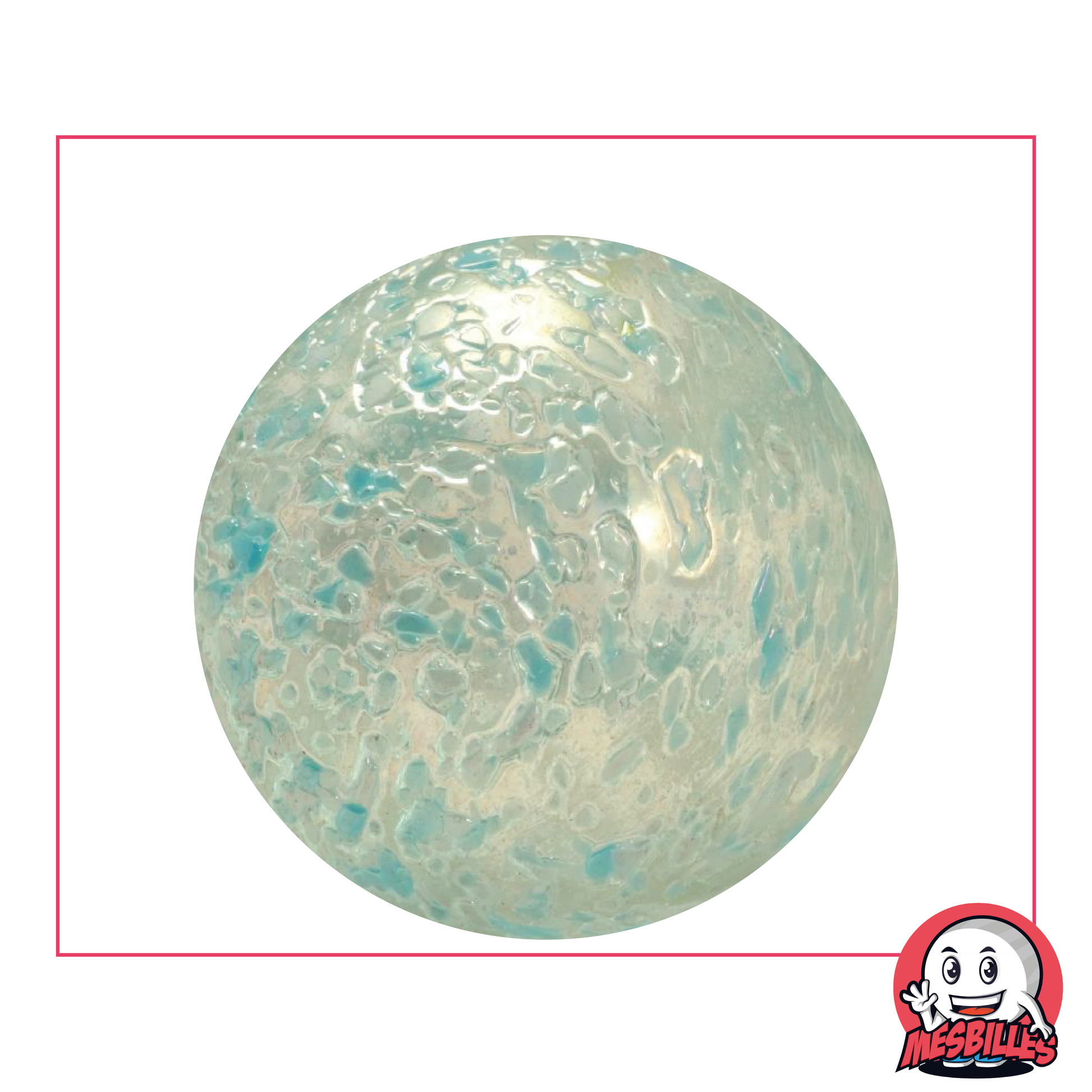 Bille Pépite 42 mm verre translucide recouvert d'éclats Bleu - MesBilles