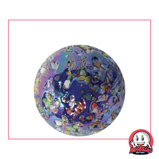 Murmeln Stern: 35 mm dunkelblaue Glasmurmel mit farbigen Splittern und Glanzeffekt