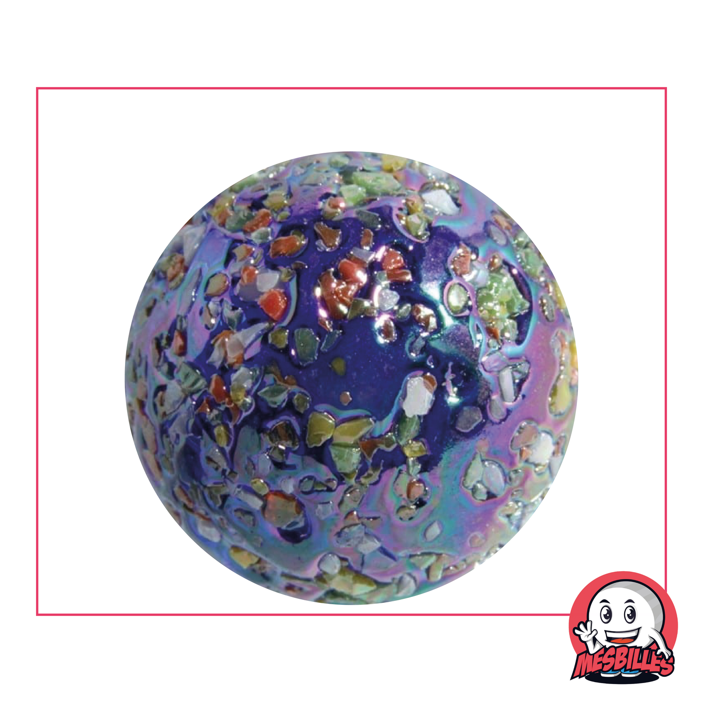 1 Murmeln Stern 42 mm dunkelblau mit bunten Splitter, Murmeln Größe Wal