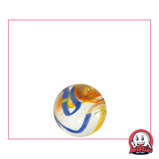 Bille Perroquet 14 mm - Fusion Colorée de Rouge, Jaune et Bleu en Verre Transparent