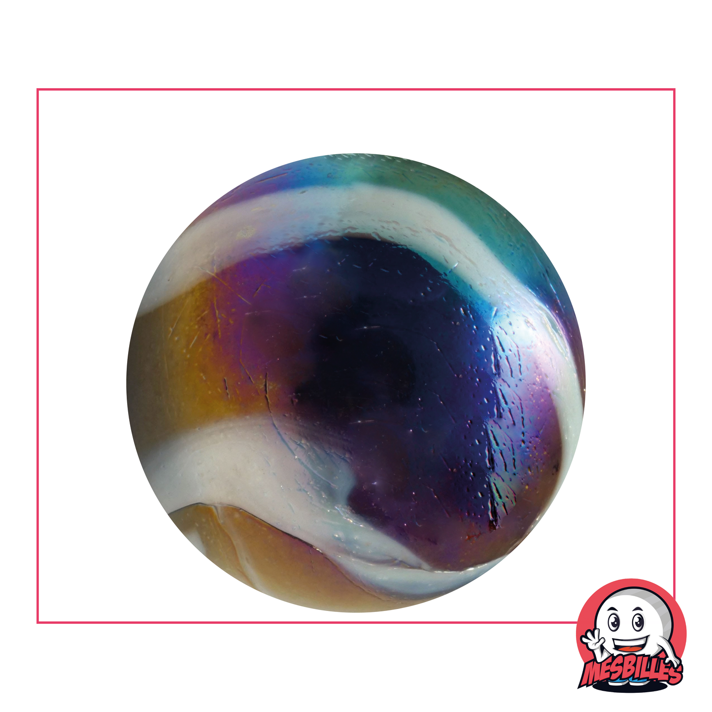 Glasmurmel, petrolfarben, 42 mm, glänzende schwarze Murmel mit schillernden Perlmutteffekten, große Murmel