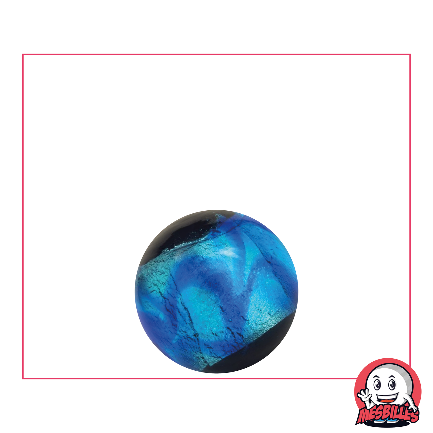 Murmeln Machu Picchu Blau 16 mm, hochwertige schwarze Murmeln mit bläulich metallisiertem Band