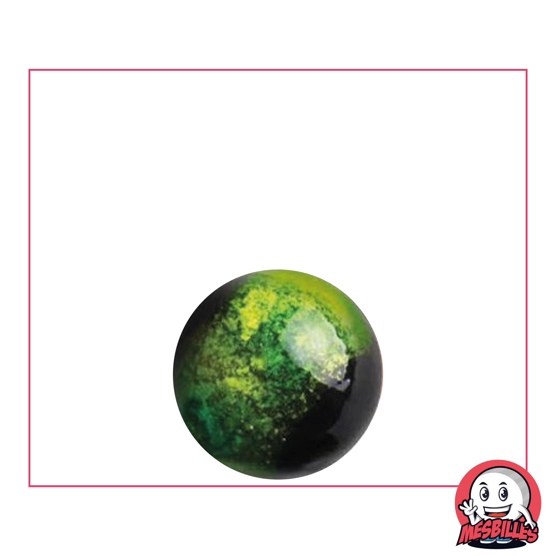 Kunstmurmel Machu Picchu Grün 16 mm, handgefertigte Spezialmurmel, schwarz mit einem metallisierten Band in Grün