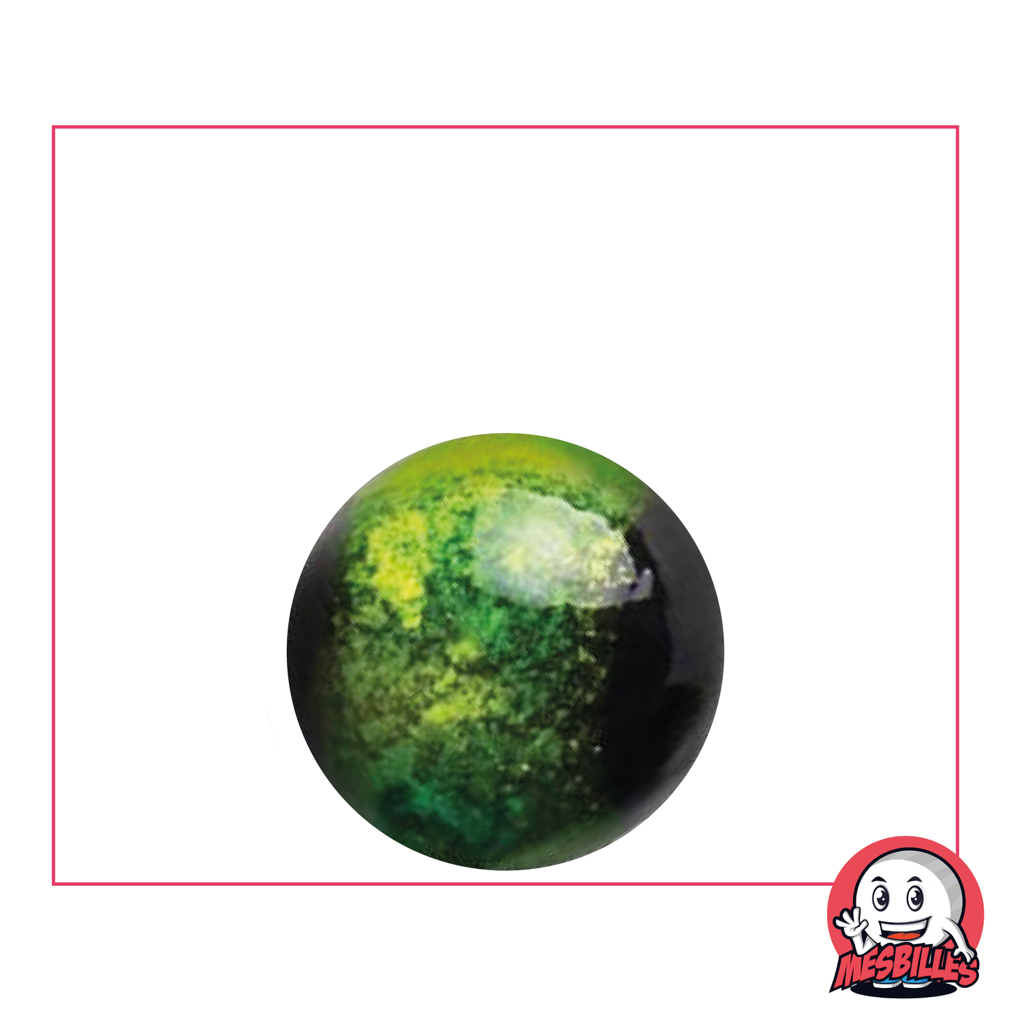 Murmeln Machu Picchu 22 mm, schwarze Murmeln mit metallisiertem Band in Grüntönen