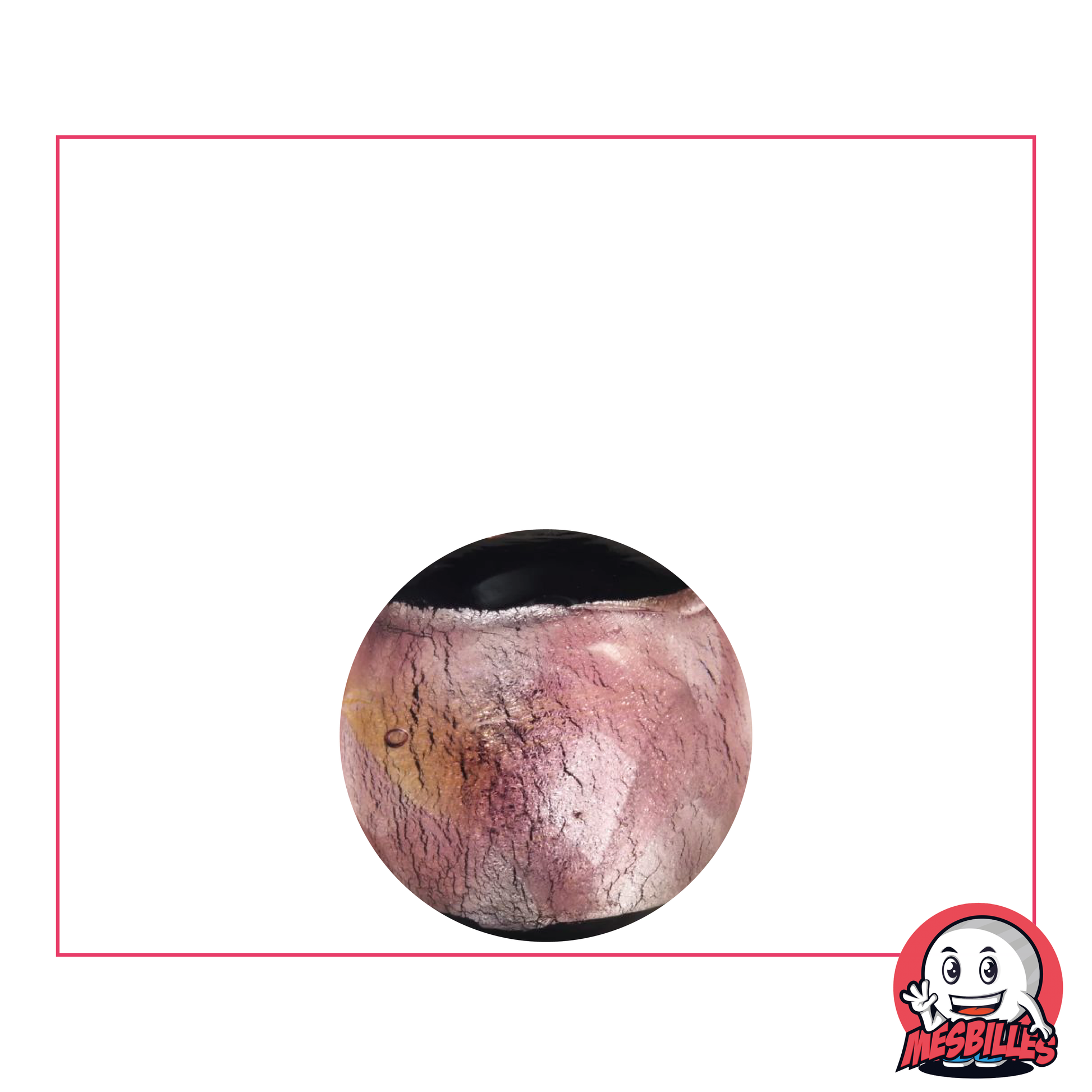 Kunstmurmel Machu Picchu Violett 16 mm, hochwertig, schwarz mit einem metallisierten Band in Rosa-Violett