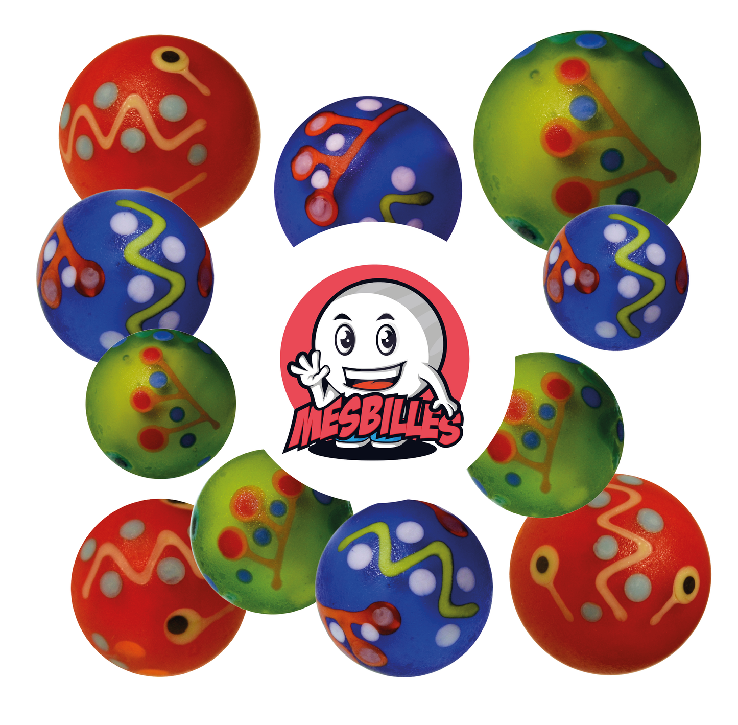 1 Bille Art Pinata Givré Bleu 22 mm