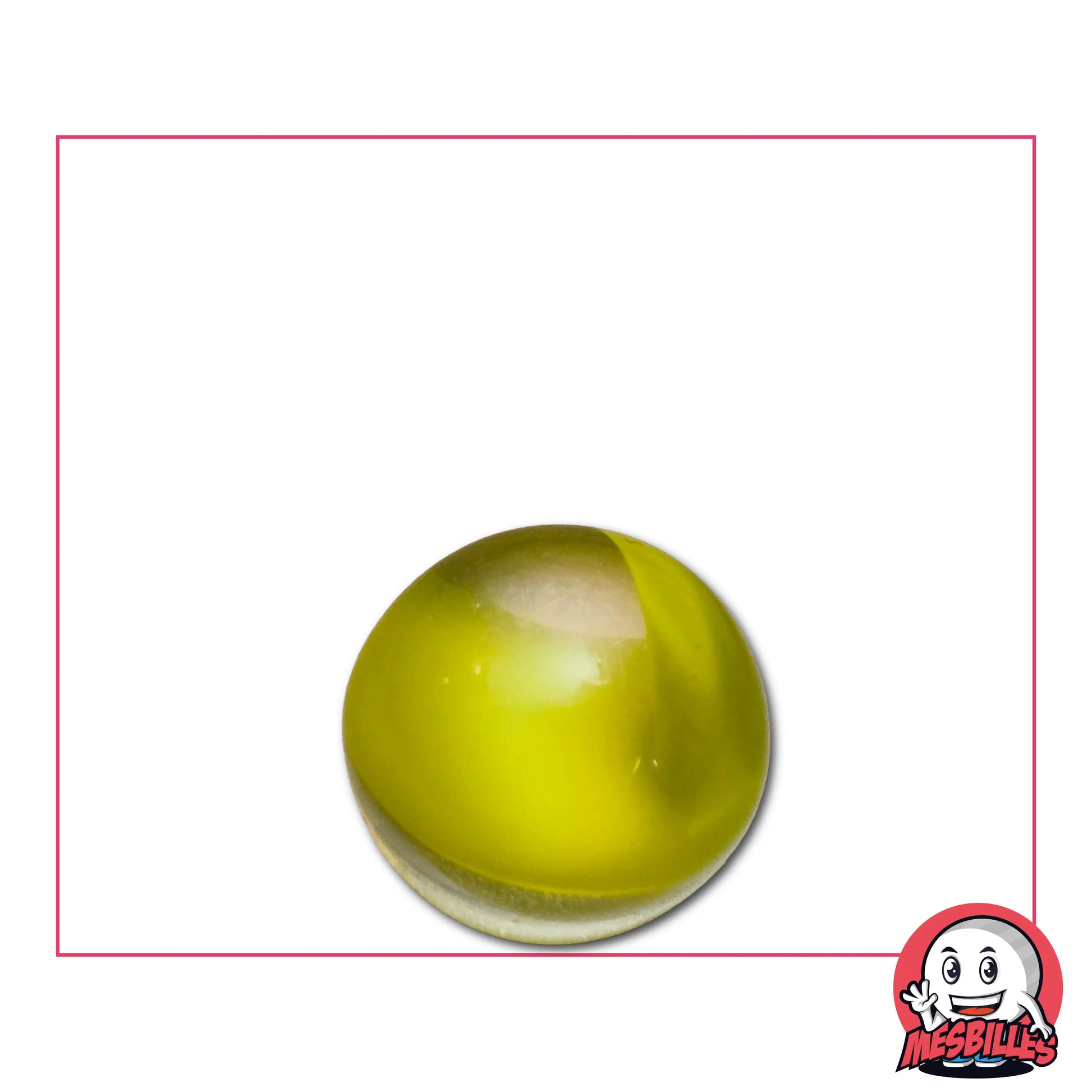 Bille d'Art Plume Jaune, bille en verre de Bohème de 16 mm. La légèreté d'une plus dans une bille d'art.