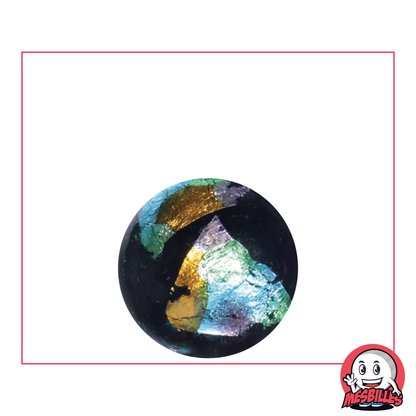 Bille Art Pyramide, bille haut de gamme noire brillant et feuilles métallisées colorées - Mesbilles