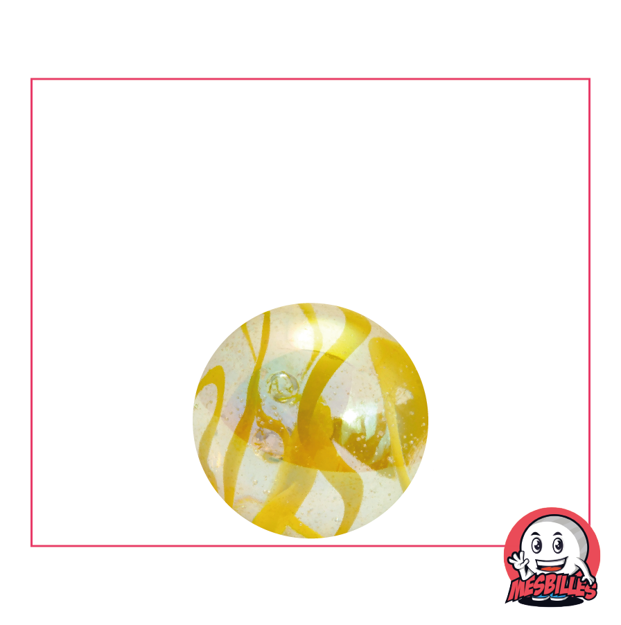 Murmeln GELB Blau 16 mm, Transluzente Glasmurmel mit farbigen Streifen - MeineMurmeln